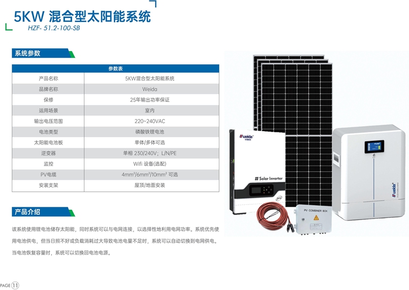 應急必備  5KW 混合型太陽能系統   HZF- 51.2-100-SB 